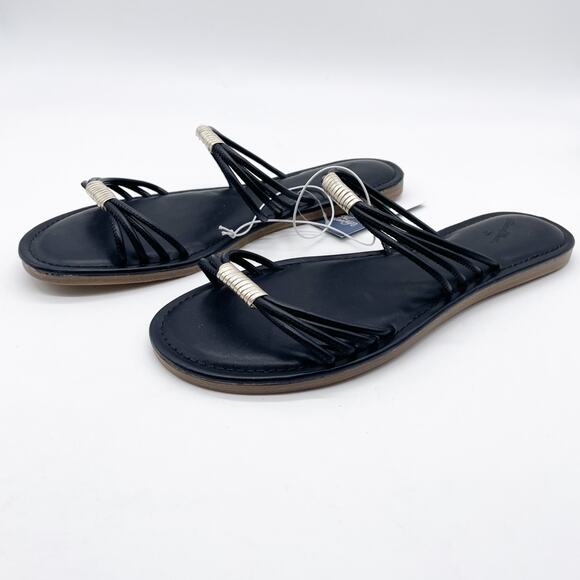 Universal Thread Women's Aura Two Band Slide Sandals Black Size 10 - Picture 2 of 6